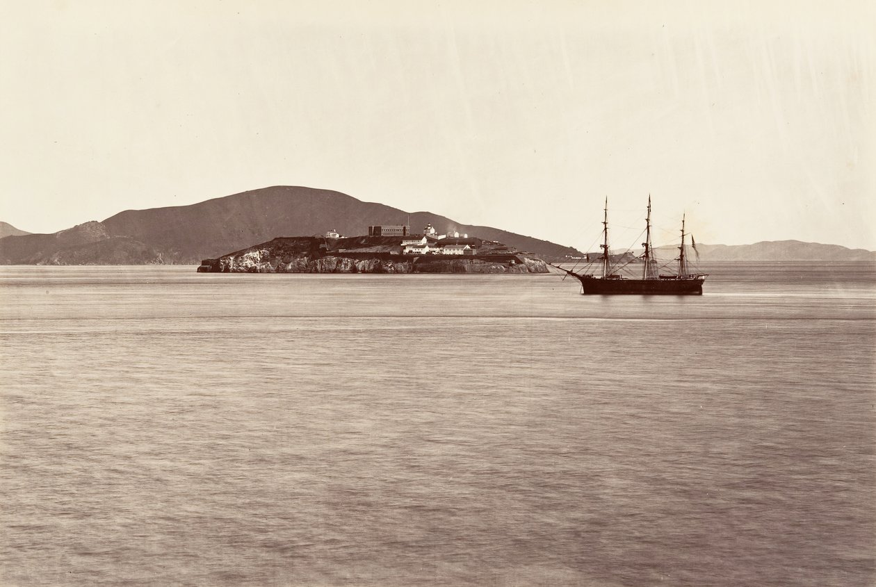 Alcatraz-sziget, San Francisco, 1868-69, nyomtatott kb. 1876. alkotó: Carleton Emmons Watkins