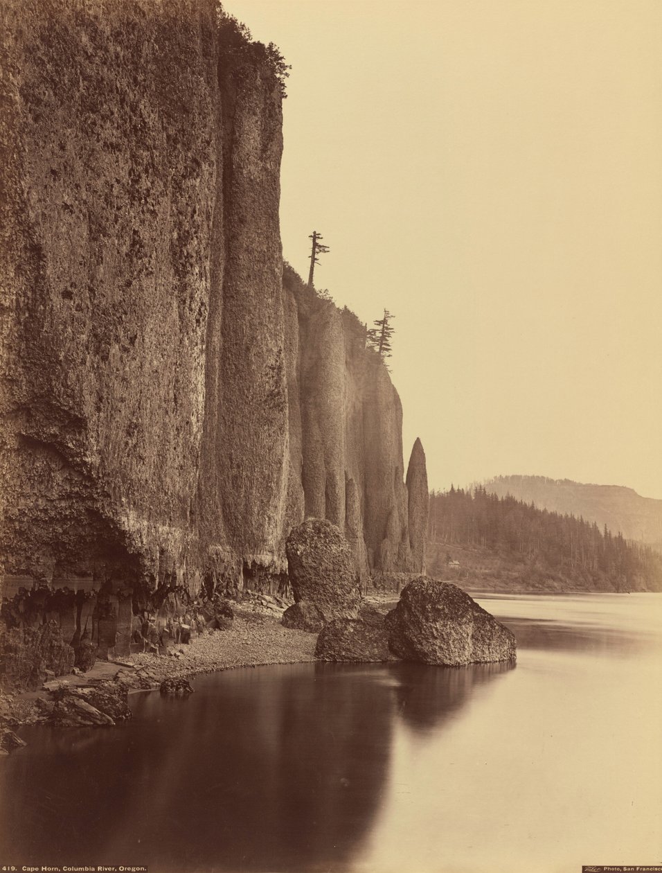 Horn-fok, Columbia folyó, Oregon,1867 (fénykép) alkotó: Carleton Emmons Watkins