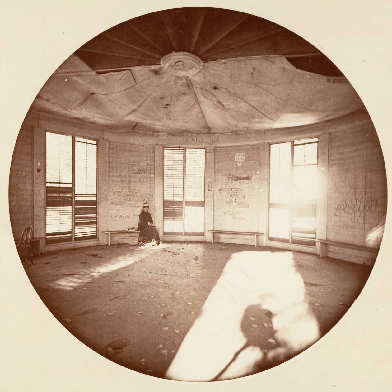 A fa tuskóján épült pavilon belseje, C. Grove, kb. 1878. alkotó: Carleton Emmons Watkins