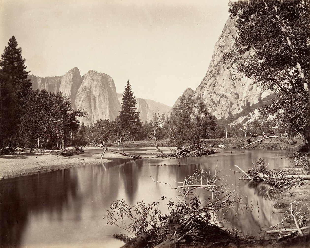 Lenézve a Yosemite-völgybe, kb. 1872, nyomtatott kb. 1876. alkotó: Carleton Emmons Watkins