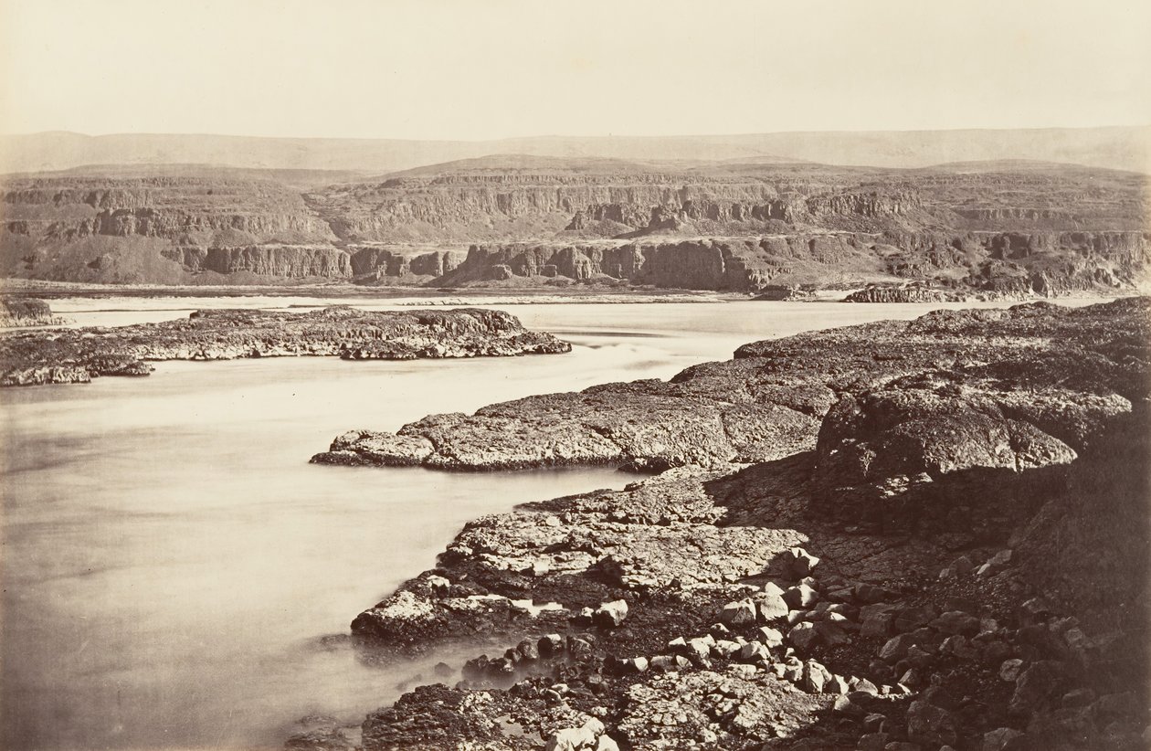 Passage of the Dalles, Oregon, 1867, nyomtatva kb. 1876. alkotó: Carleton Emmons Watkins