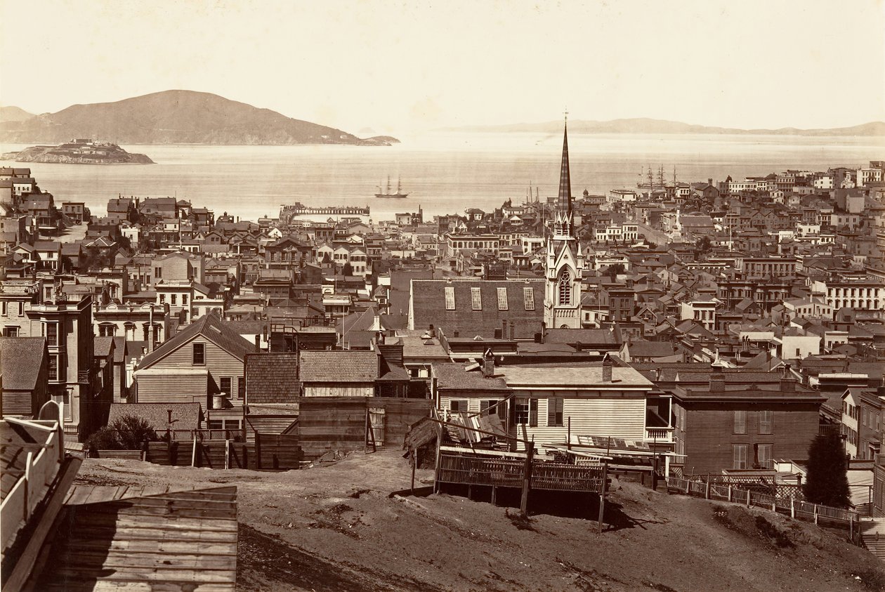 San Francisco, Kalifornia és Powell Street, 1864, nyomtatott kb. 1876. alkotó: Carleton Emmons Watkins