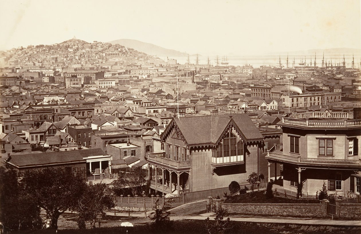 San Francisco, Rincon Hill, 1864, nyomtatott kb. 1876. alkotó: Carleton Emmons Watkins