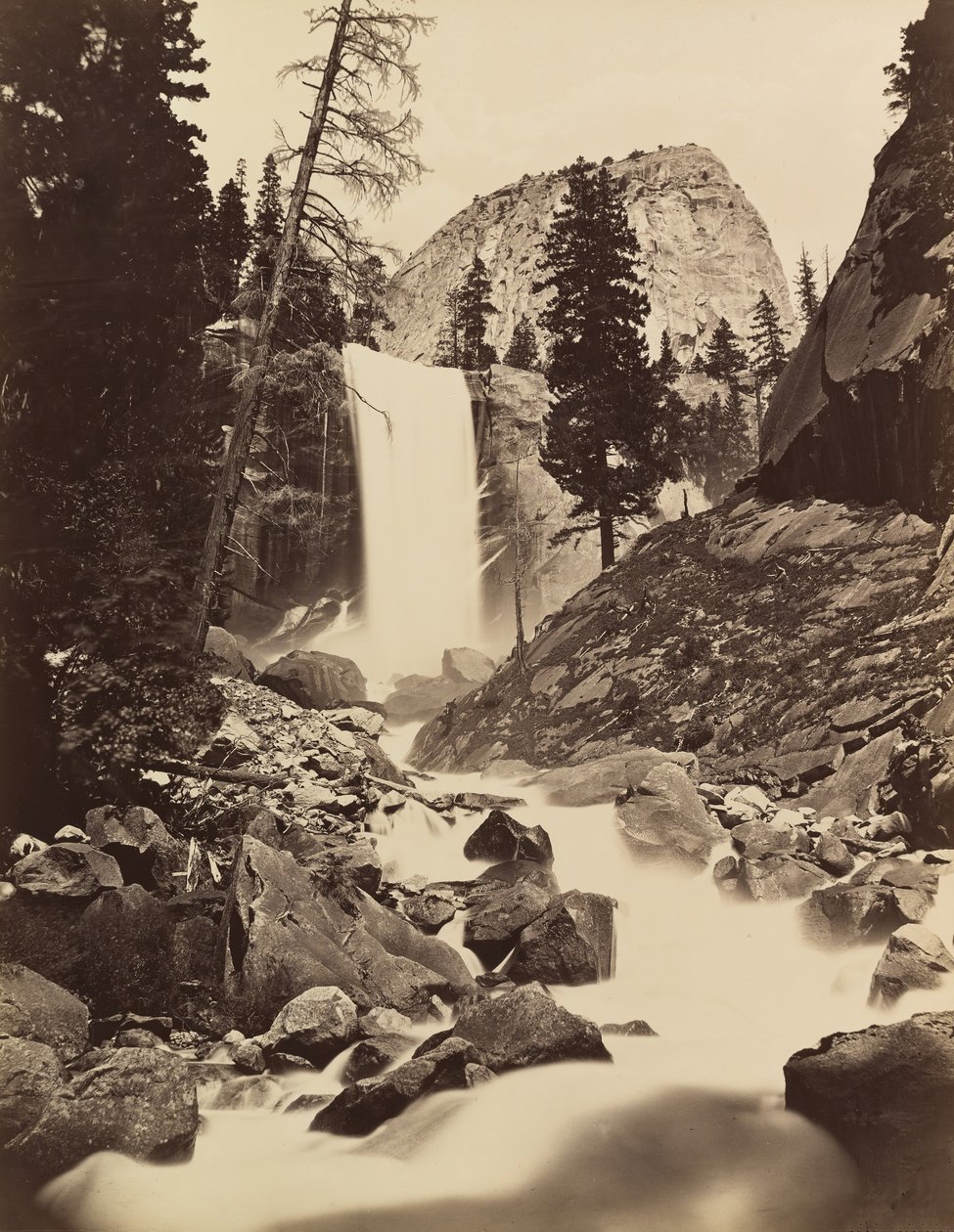 Vernal Fall, Yosemite, 1865-66, nyomtatott kb. 1875. alkotó: Carleton Emmons Watkins