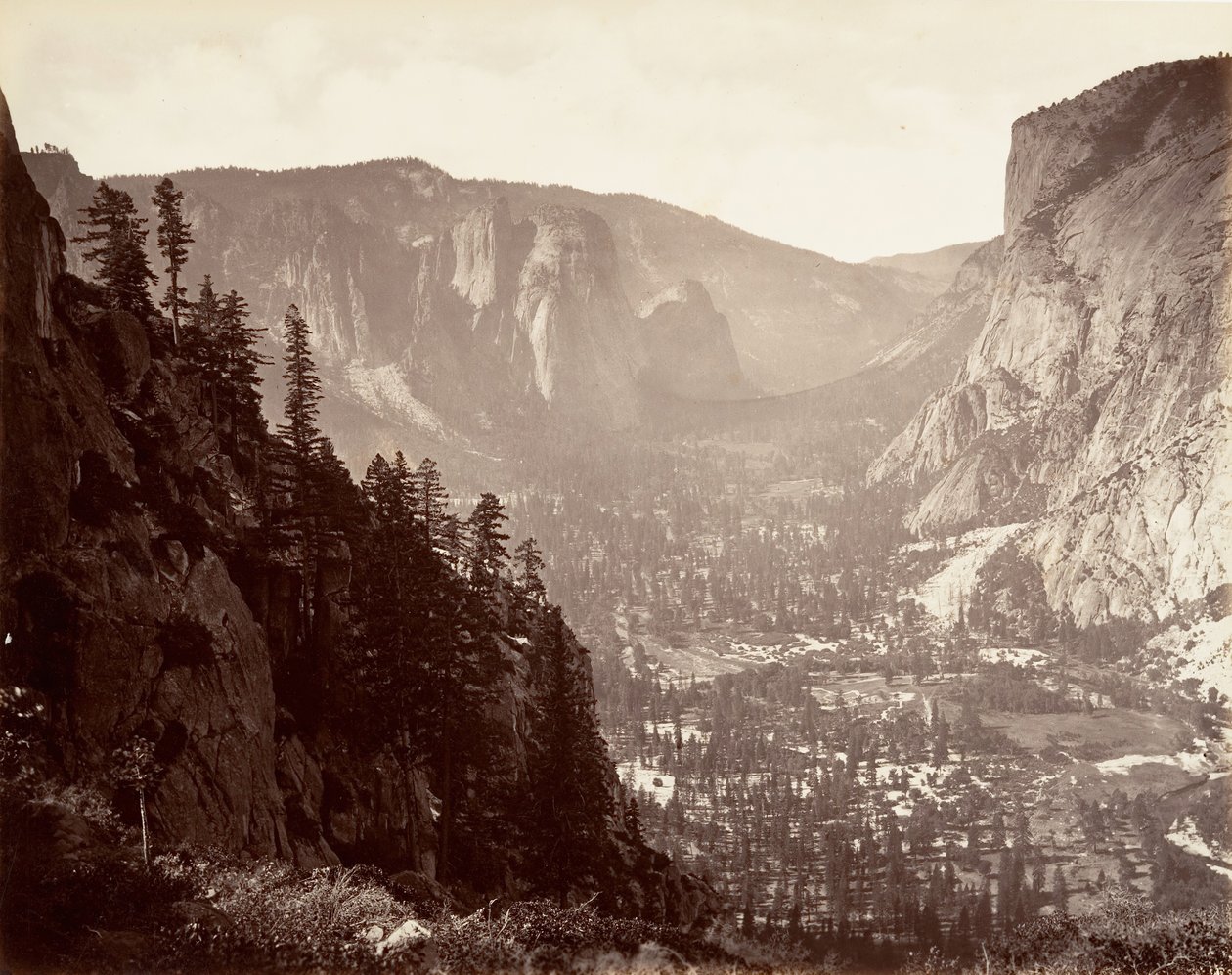 Yosemite Valley a Glacier Pointtól, kb. 1872, nyomtatott kb. 1876. alkotó: Carleton Emmons Watkins
