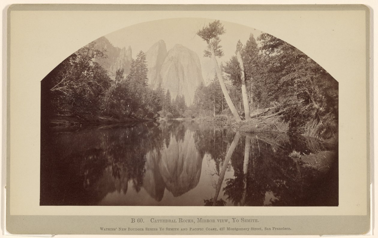 B 60. Cathedral Rocks, tükörnézet, Yosemite alkotó: Carleton Watkins