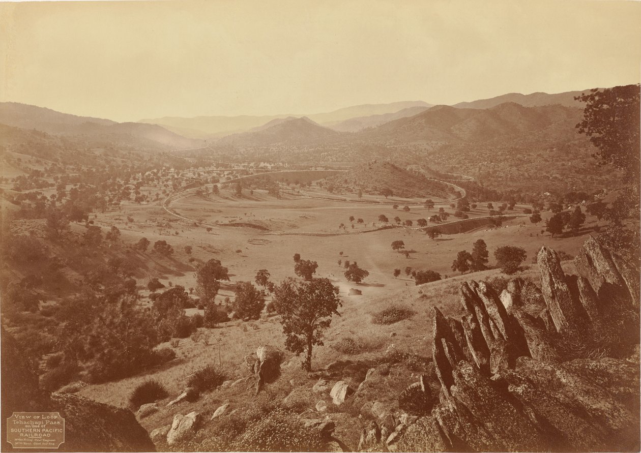 A Tehachapi Loop általános nézete, S.P.R.R. alkotó: Carleton Watkins