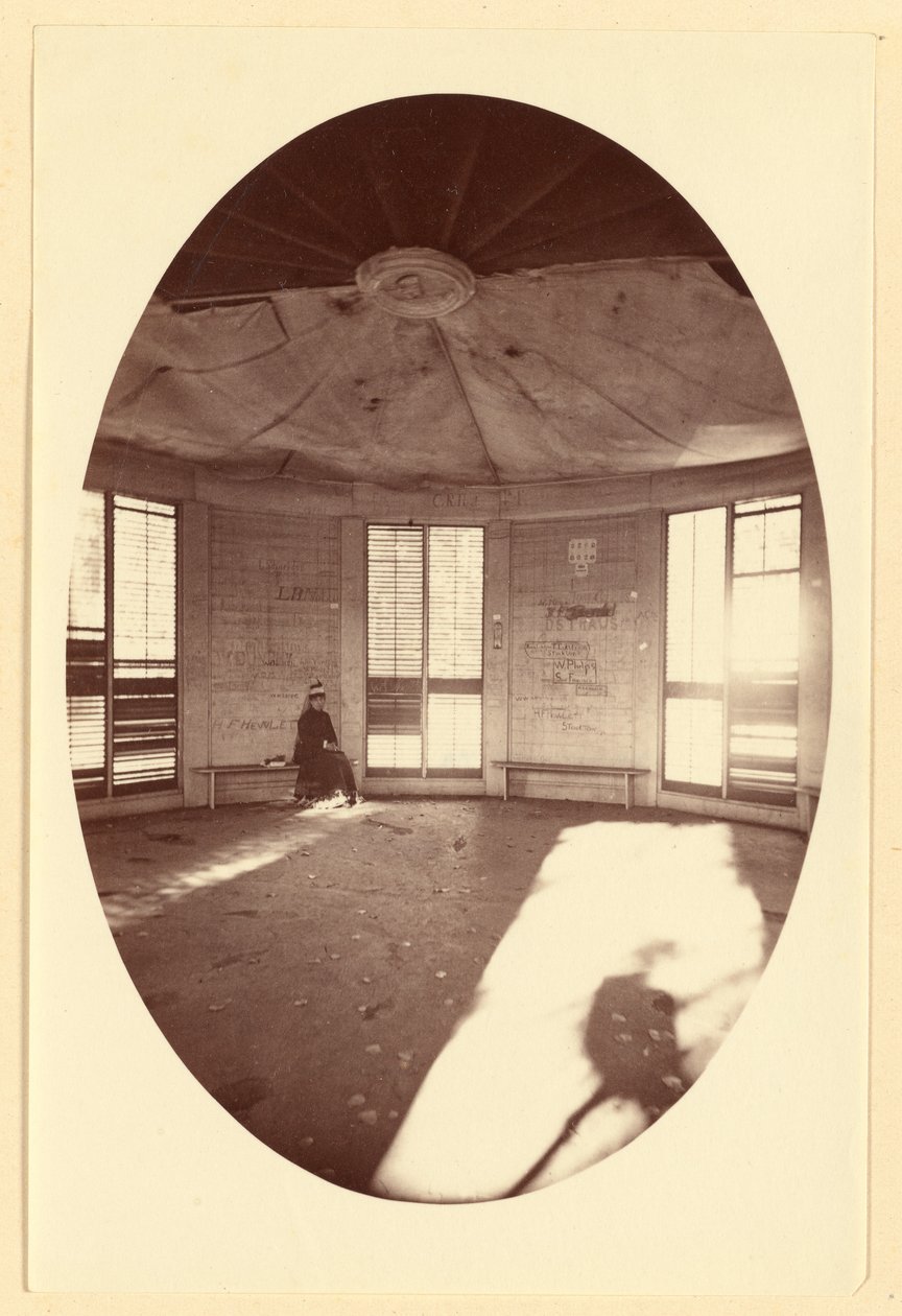 Egy facsonkra épített pavilon belseje, Mammutfa liget, Calaveras Co., Cal. alkotó: Carleton Watkins