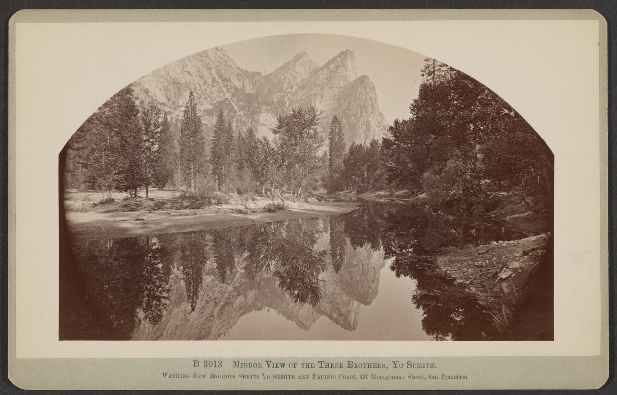 A három testvér tükörképe, Yo Semite alkotó: Carleton Watkins