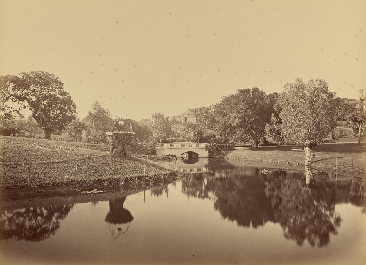 Tó és híd, Thurlow Lodge alkotó: Carleton Watkins