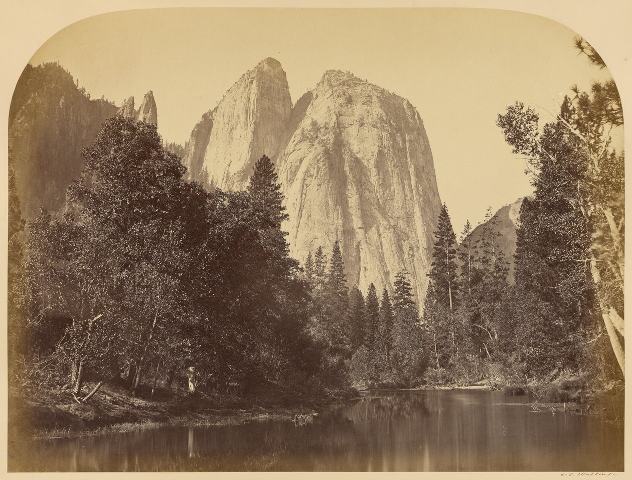 Folyóparti látkép - Cathedral Rocks alkotó: Carleton Watkins