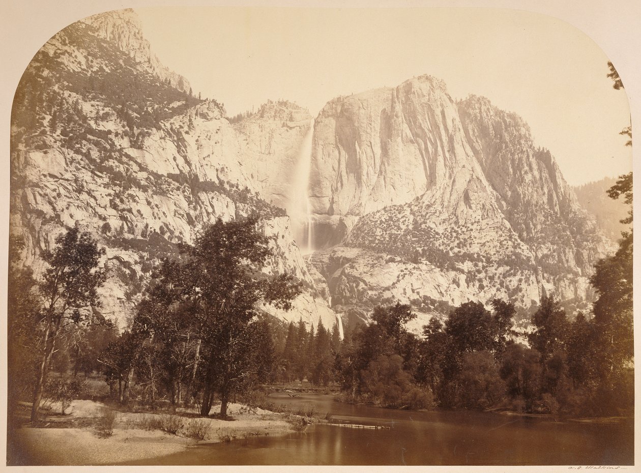 Folyóparti látkép, Yosemite-vízesések. 2477 ft. alkotó: Carleton Watkins
