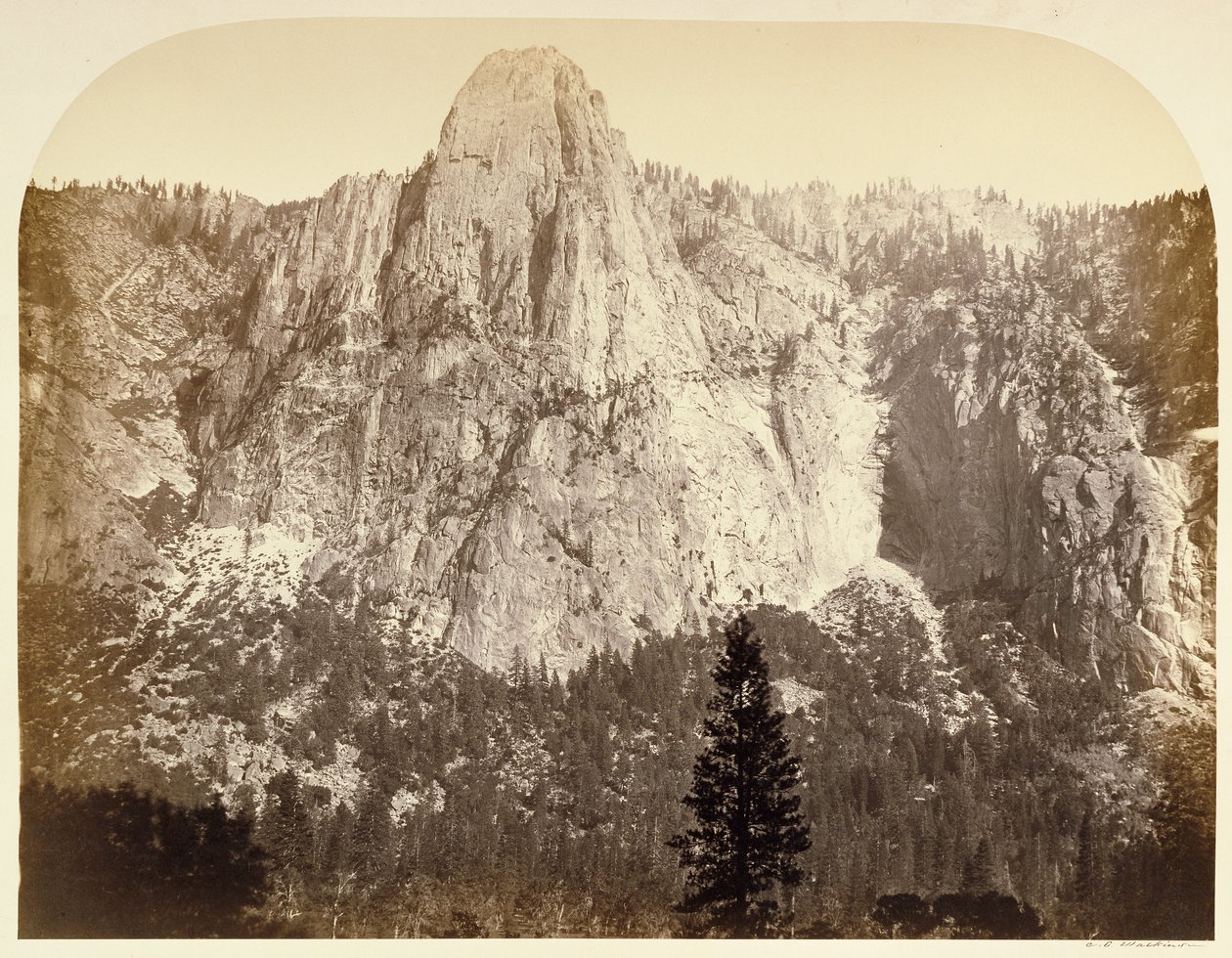 Sentinel (elölnézet), 3270 láb, Yosemite alkotó: Carleton Watkins