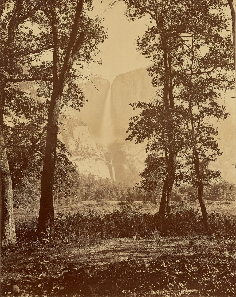 [A Yosemite-vízesések alulról] alkotó: Carleton Watkins