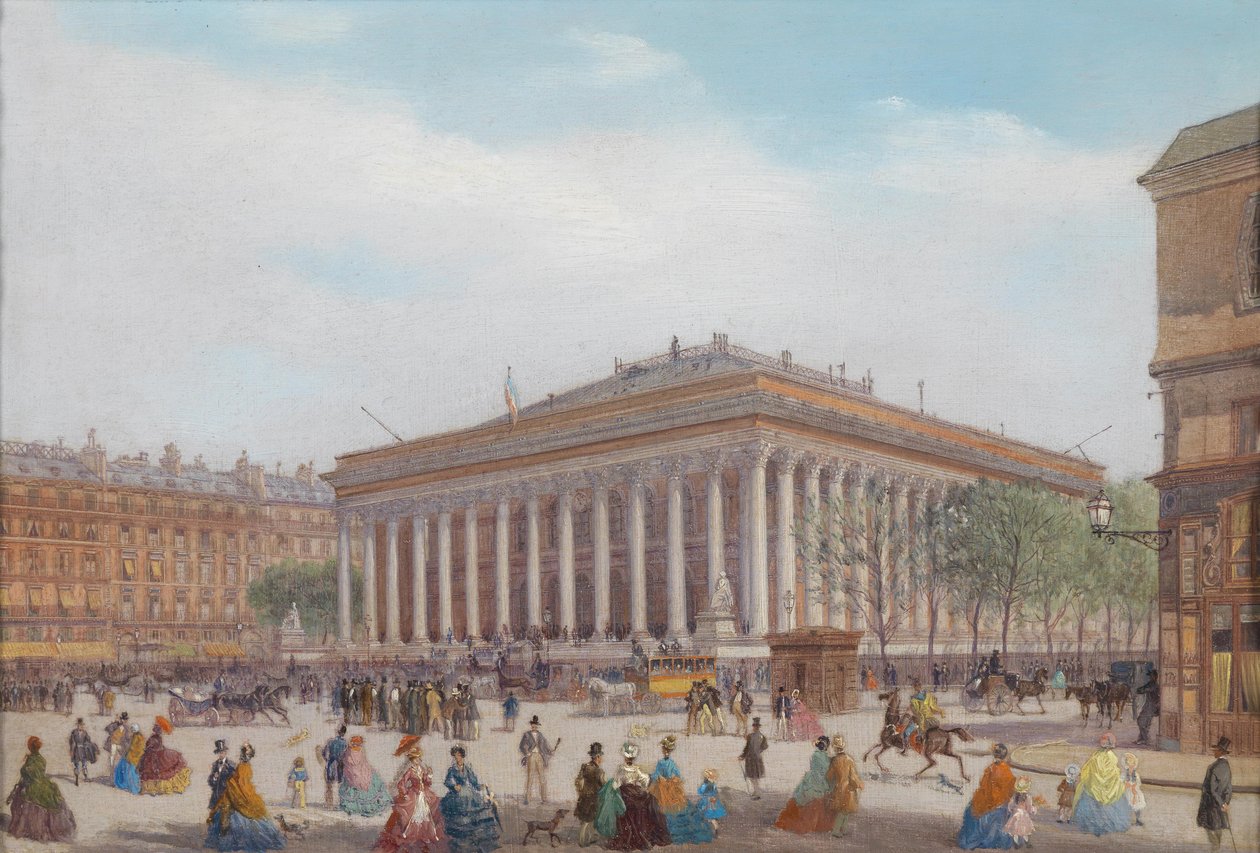 Kilátás a Place de la Bourse -ra, Párizs alkotó: Carlo Bossoli