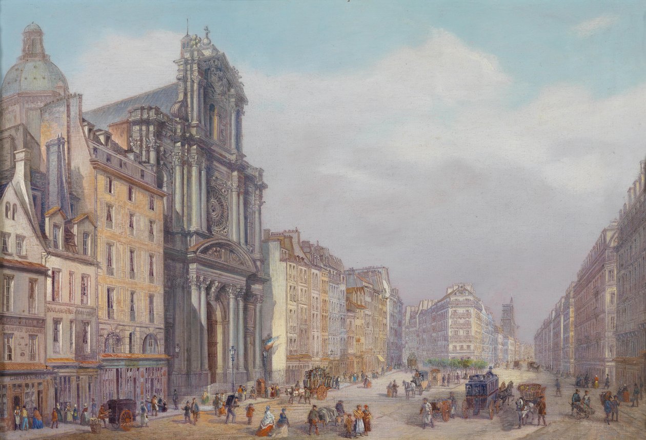 Kilátás a Rue Saint-Antoine-ra, Párizs alkotó: Carlo Bossoli