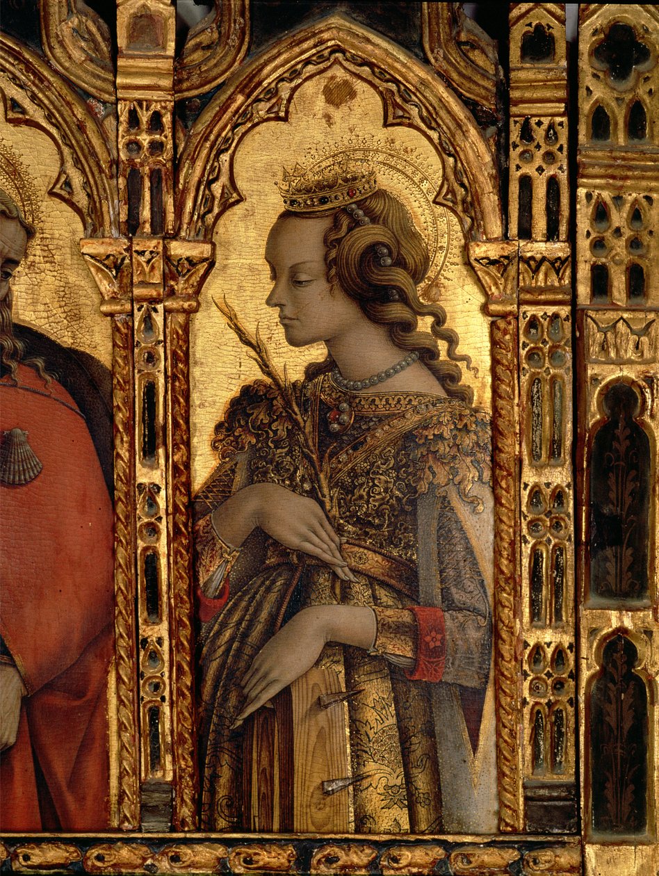 Alexandriai Szent Katalin, részlet a San Martino poliptichonról (tempera, tábla) (lásd 76669) alkotó: Carlo Crivelli