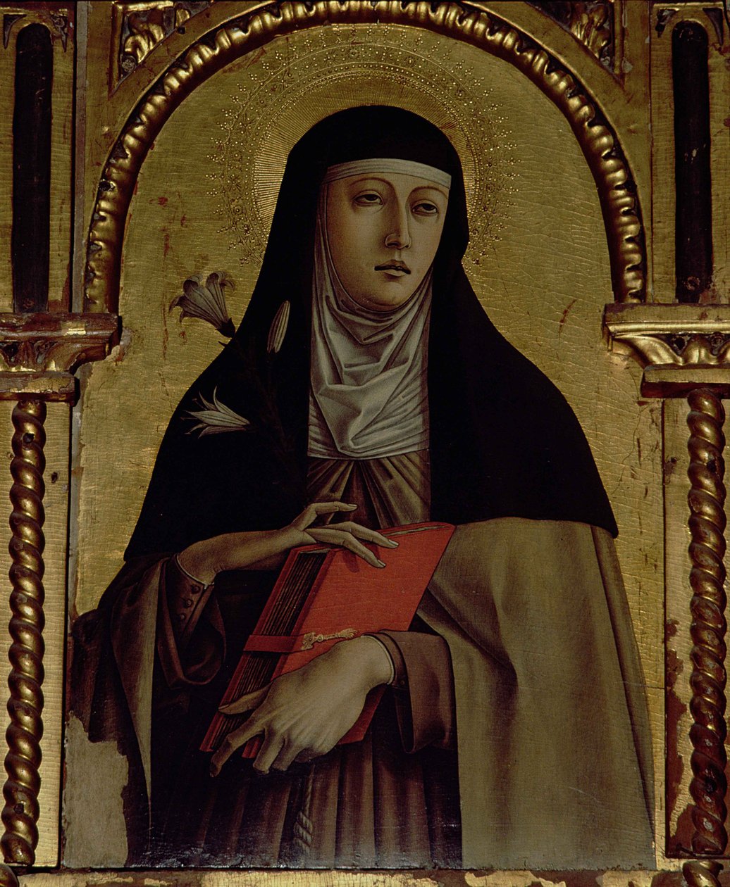 Szent Klára, részlet a Santa Lucia triptichonról (tempera a panelen) alkotó: Carlo Crivelli