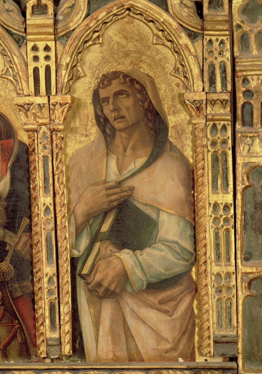 Szent János evangélista, részlet a San Martino-i poliptichonból (tempera a táblán) (lásd: 76669) alkotó: Carlo Crivelli