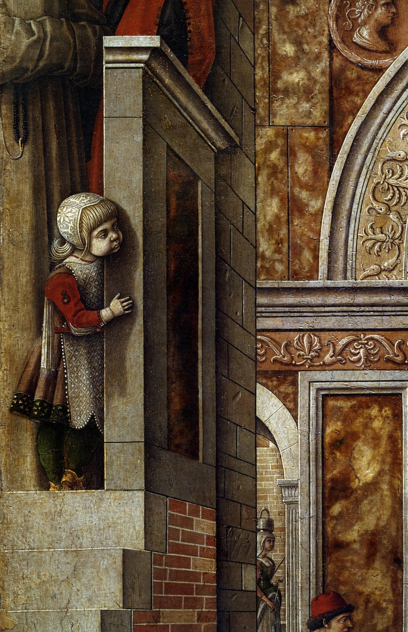 Angyali üdvözlet Szent Emidiusszal, 1486 (tempera és olaj, vászon) (97895. részlet) alkotó: Carlo Crivelli
