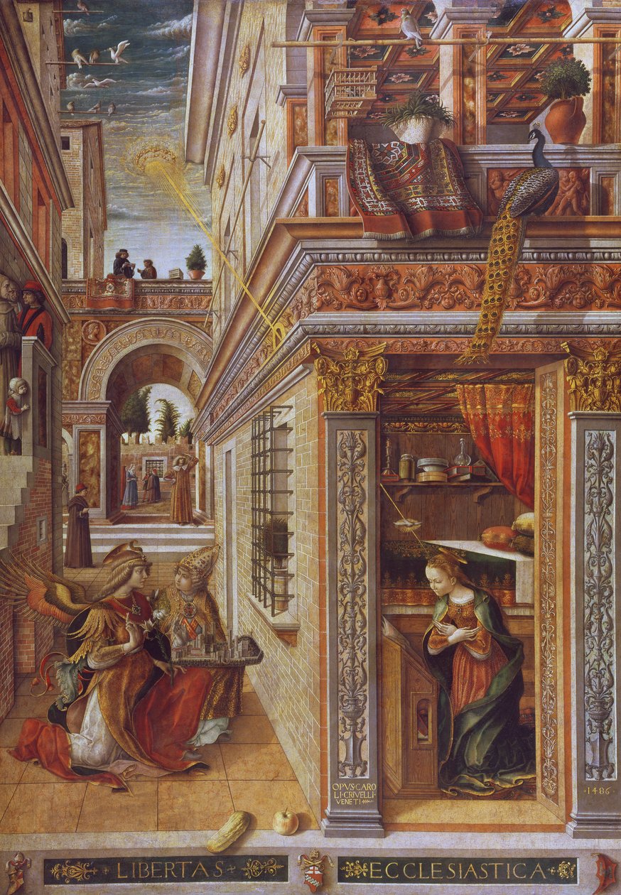Angyali üdvözlet Szent Emidiusszal, 1486 (tempera és olaj, vászon) (részletesen lásd: 72635) alkotó: Carlo Crivelli