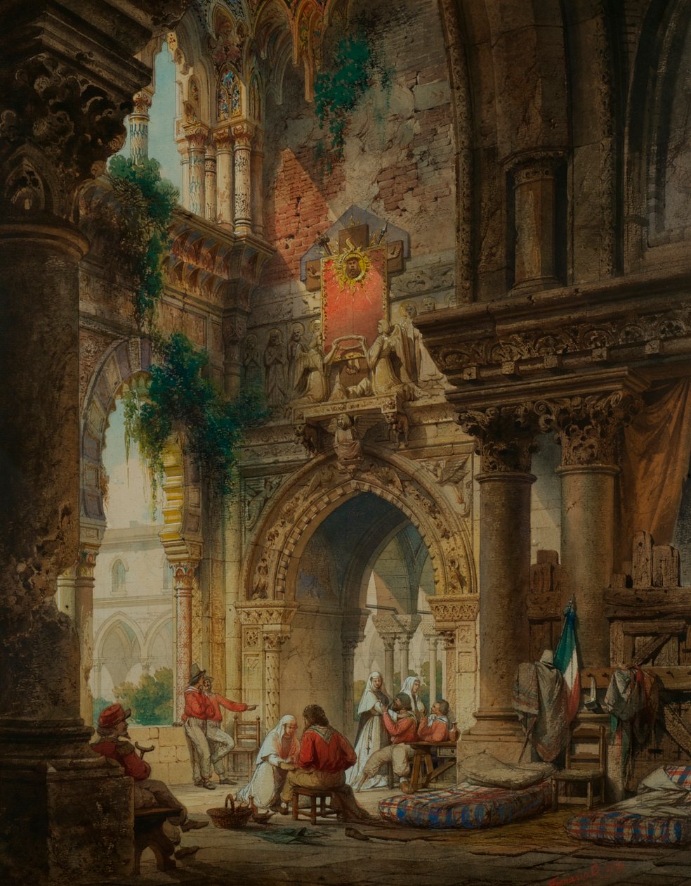 A palermói kolostor, 1850 körül alkotó: Carlo Ferrario