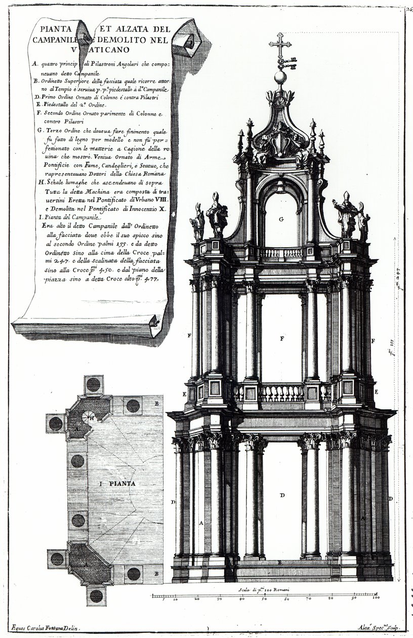 A római Szent Péter-templomra tervezett kampóni, Alessandro Specchi gravírozásával alkotó: Carlo Fontana