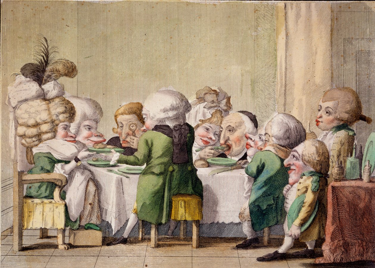Az étkezés, 1790 körül (kézzel színezett metszet) alkotó: Carlo Lasinio