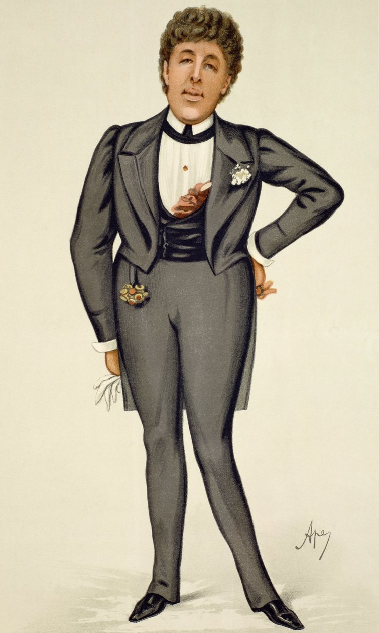 Oscar Wilde (1854-1900) rajzfilm a "Vanity Fair"-ből, 1884 alkotó: Carlo Pellegrini