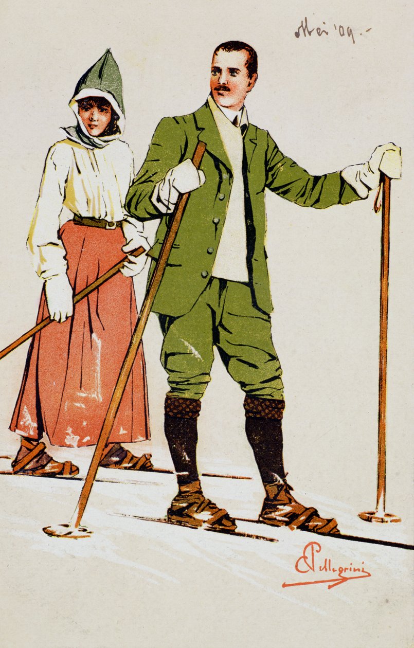 Két síelő, 1909 alkotó: Carlo Pellegrini