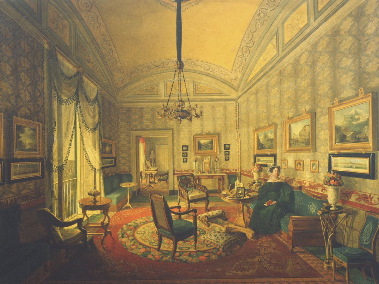 Mária Izabella nápolyi királynő a Reggia di Capodimonte-i lakásában alkotó: Carlo de Falco
