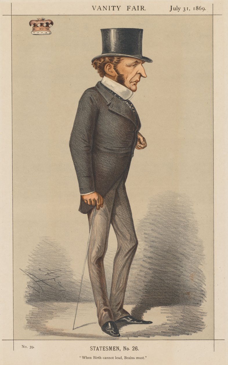 Vanity Fair: Stateman No. 26 Amikor a születés nem vezethet, Brains kell., 1869. alkotó: Carlo