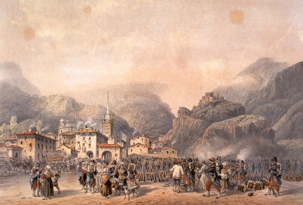 Francia tábor Susában 1859-ben, Carlo Bossoli (1815-1884), metszet. Második szabadságharc, Olaszország 19. század. alkotó: Carlo Bossoli