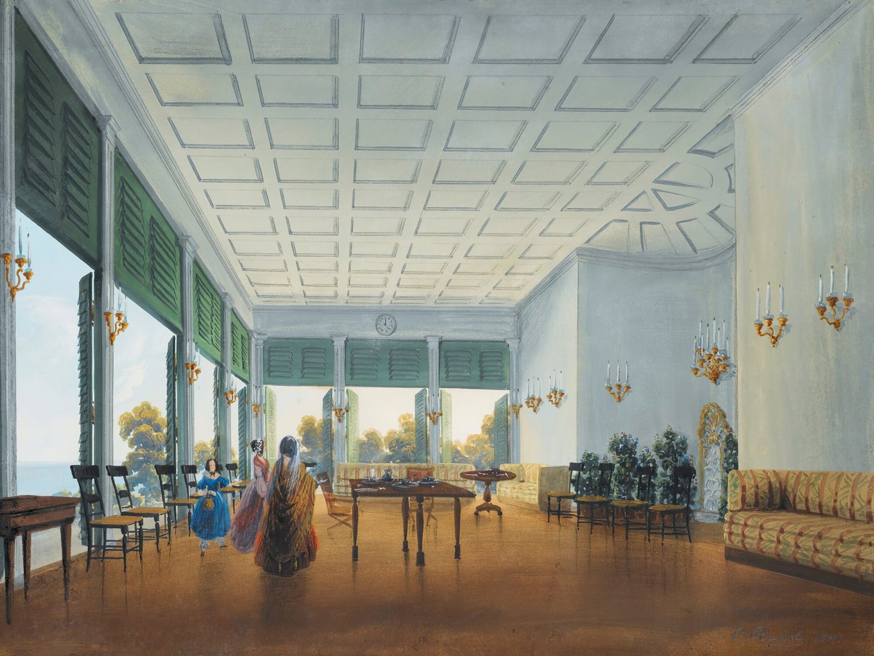 Belső a Miskhor Naryskin-palotában, 1841-1842. alkotó: Carlo Bossoli