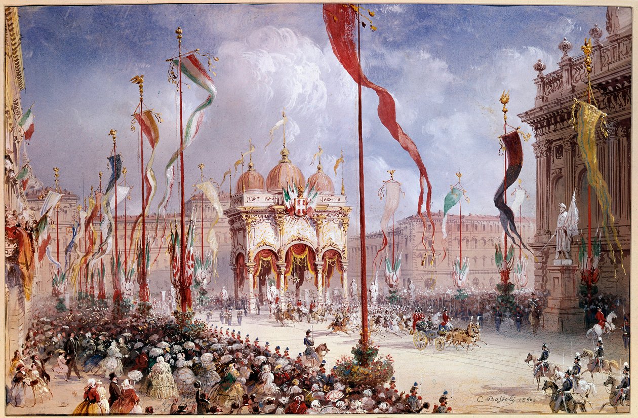 Risorgimento – Victor-Emmanuel II (Victor-Emmanuel) (Vittorio Emanuele) (1820-1878) az olasz parlament megnyitóján 1860.04.02-án (olaj, vászon) alkotó: Carlo Bossoli