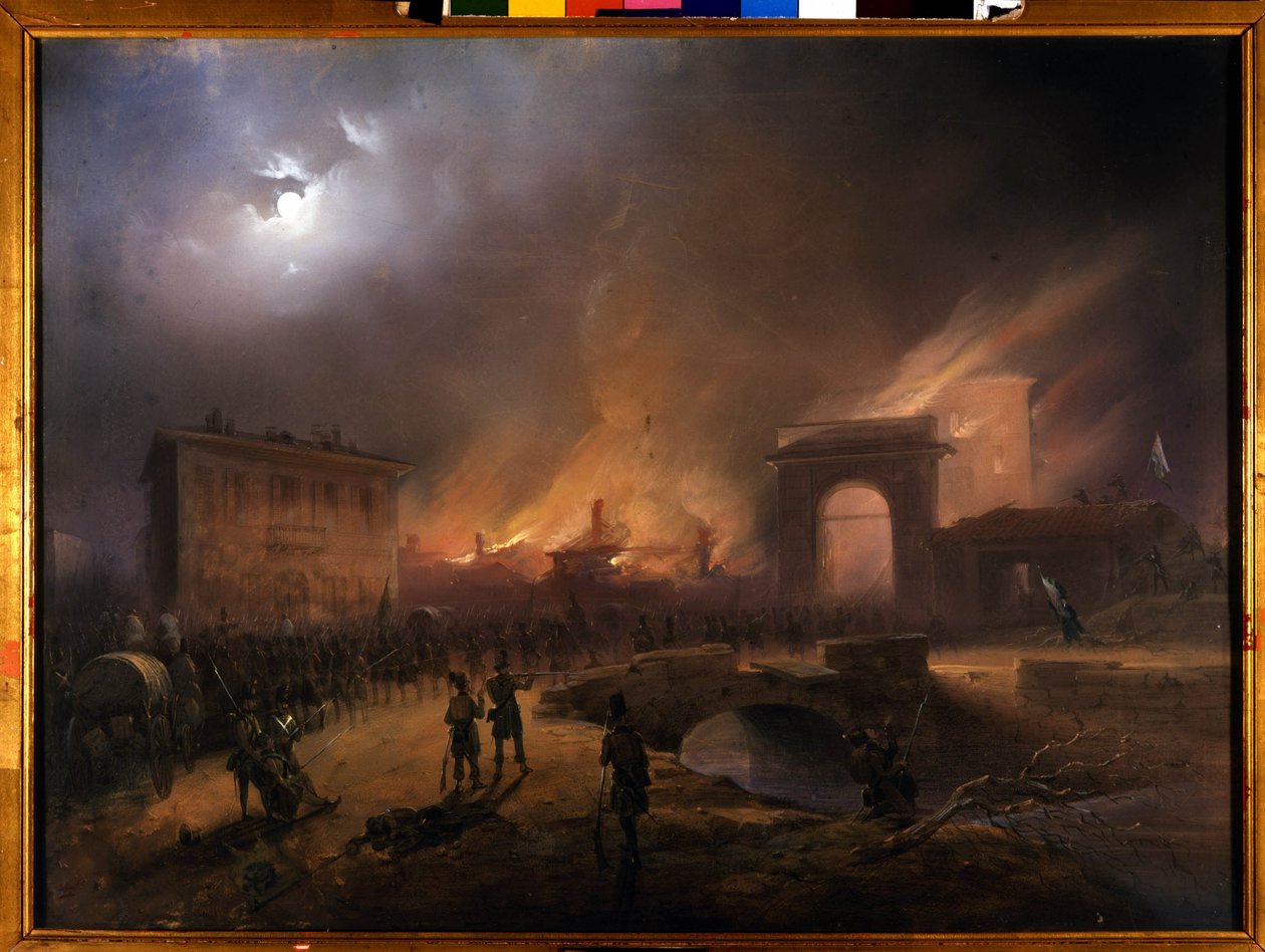 Risorgimento: Milánó öt napja (Cinque giornate di Milano) (1848. március 18-22.): ez az 1848-as forradalmak (az első olasz függetlenségi háború része) egyik első epizódja, amely a milánóiak felemelkedését jelentette. ellen felkelő lakosság alkotó: Carlo Bossoli