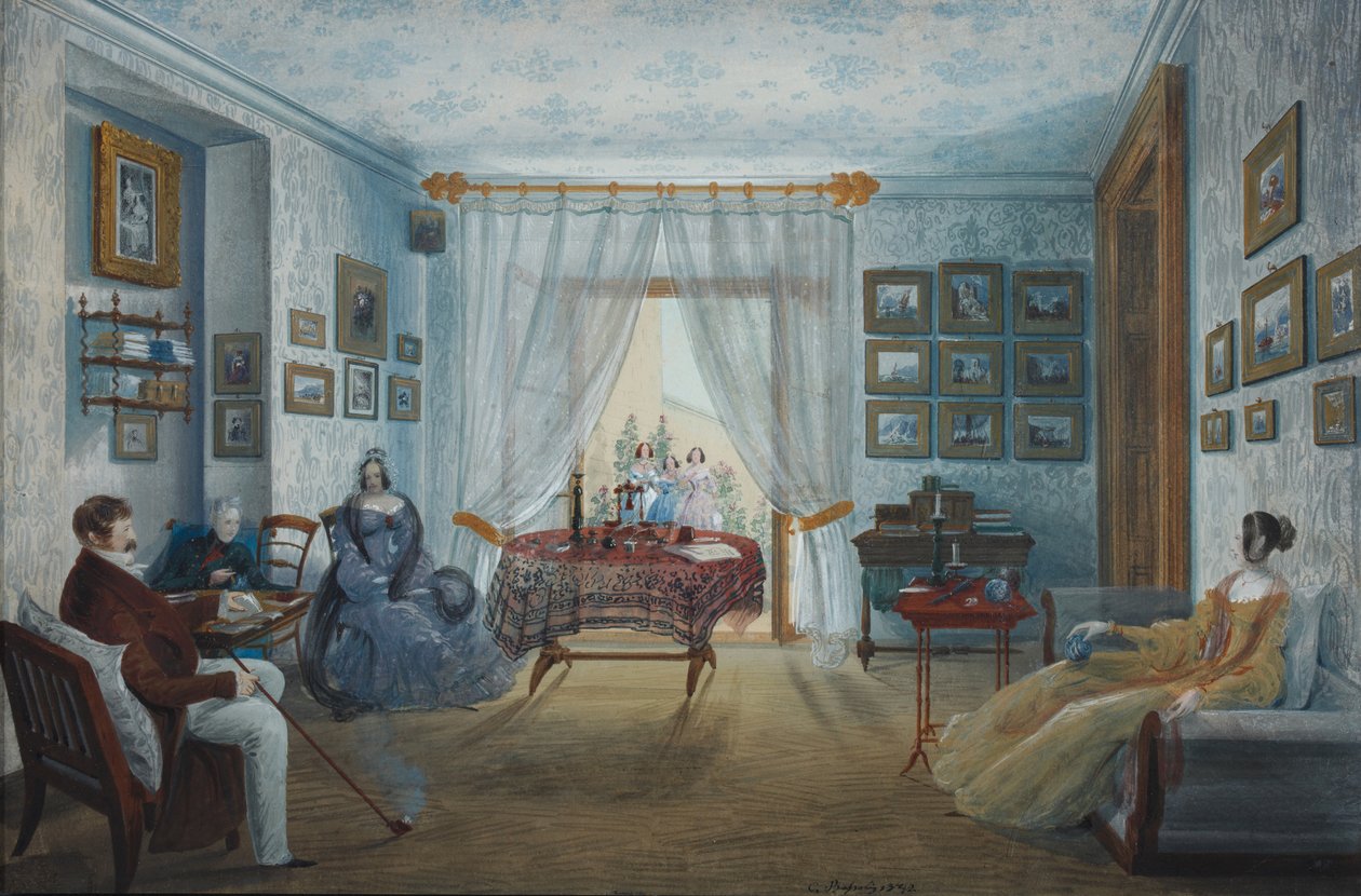 A szalon a Miskhor Naryskin-palotában, 1842 alkotó: Carlo Bossoli