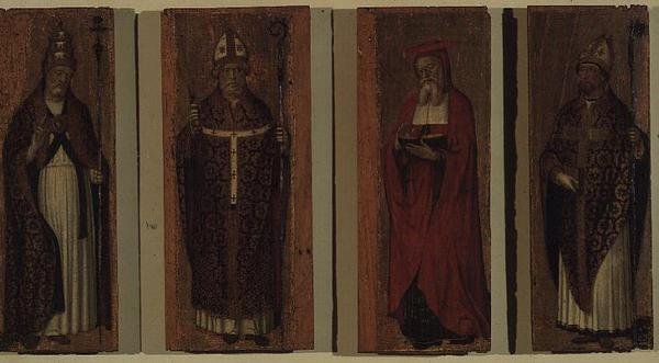 Szent Gergely, Szent Ambrus, Szent Ágoston, Szent Jeromos (poliptichon) alkotó: Carlo Braccesco