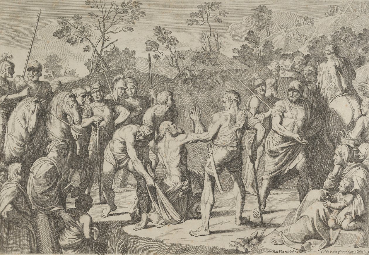 Szent András imában térdelve, amikor a kereszthez vezetik, Reni után, 1650-80. alkotó: Carlo Cesi