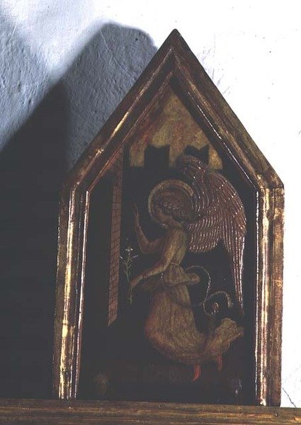 Gábriel arkangyal, részlet a San Silvestro poliptichonról alkotó: Carlo Crivelli