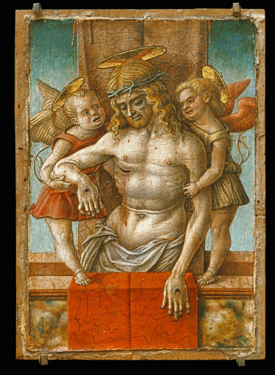 A halott Krisztust két angyal támogatja ... alkotó: Carlo Crivelli