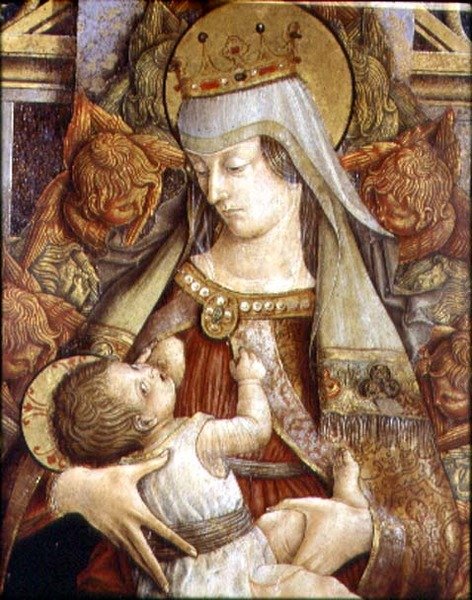 Madonna a Krisztus gyermekét szopja (olaj, tábla) alkotó: Carlo Crivelli