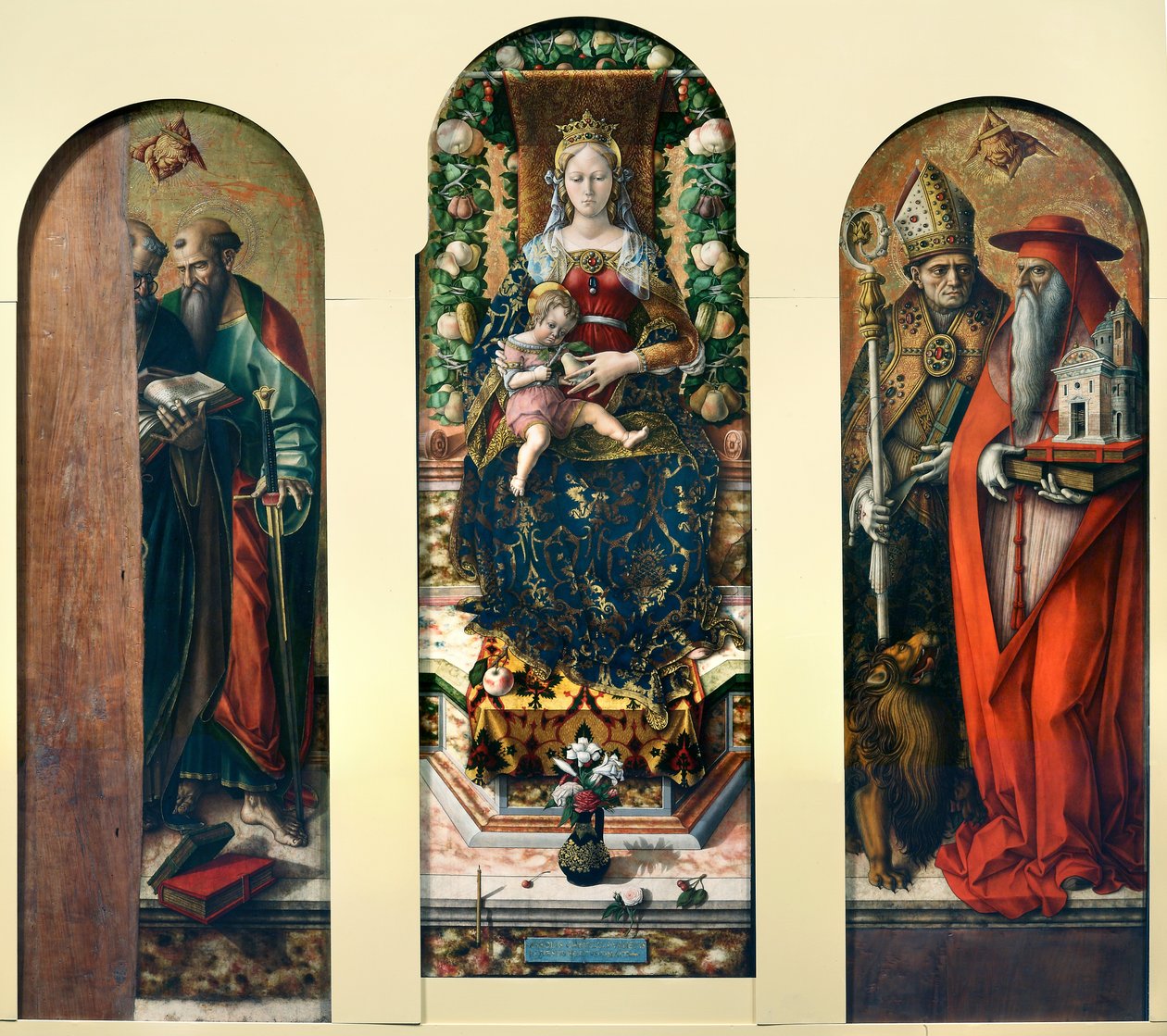 Madonna és gyermek és Szent Péter és Pál, Ansovino és Jeromos alkotó: Carlo Crivelli