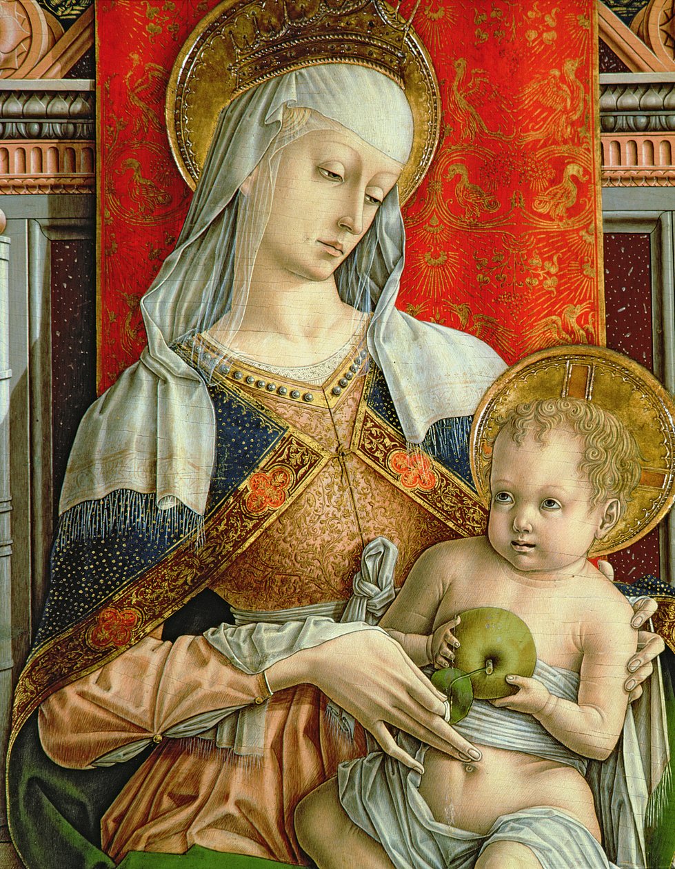 Madonna és gyermek, részlet a SantEmidio poliptichonból, 1473 tempera a 76636 panel részletén alkotó: Carlo Crivelli