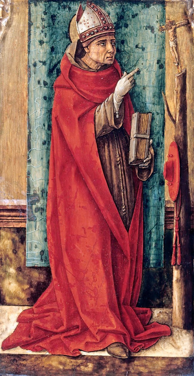 Szent Bonaventura portréja (Giovanni da Fidanza vagy Bagnorea vagy Bagnoregio Bonaventura, 1220-1274 körül), teológus, egyházdoktor (szeráfi doktor), Carlo Crivelli (kb. 1435-1495), c. 1490 - Olaj, fa, 52,8x25,2 - Állami Múzeumok alkotó: Carlo Crivelli