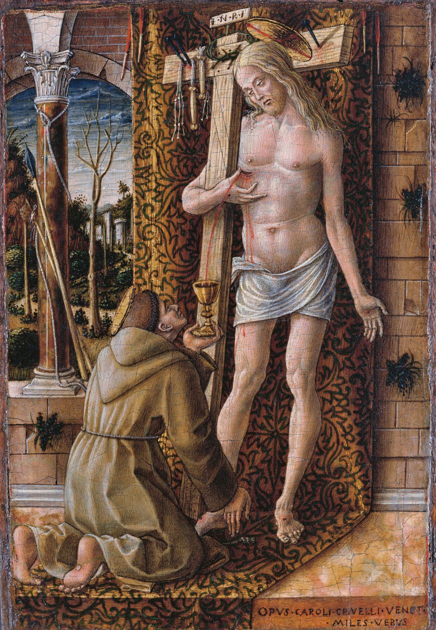 Szent Ferenc Krisztus vérének gyűjtése alkotó: Carlo Crivelli