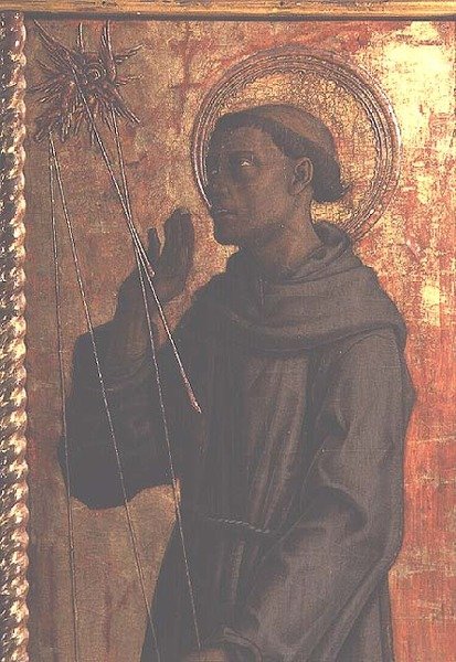 Szent Ferenc, részlet a San Silvestro poliptichonból alkotó: Carlo Crivelli