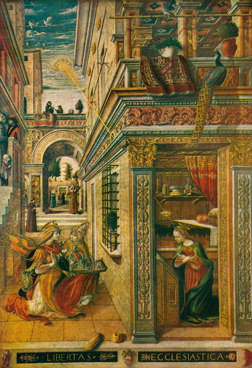 Az Angyali üdvözlet, Szent Emidiusszal, 1486, 1911 alkotó: Carlo Crivelli