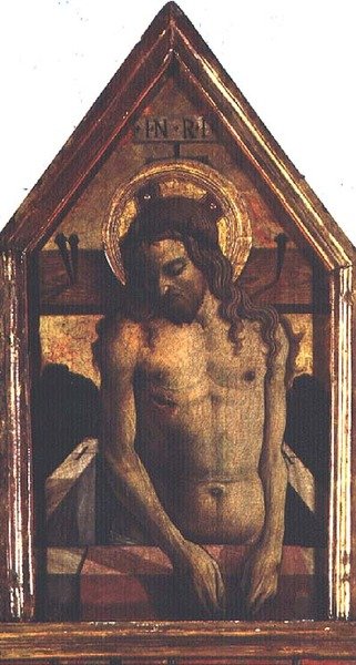 A feltámadott Krisztus, részlet a San Silvestro poliptichonról alkotó: Carlo Crivelli