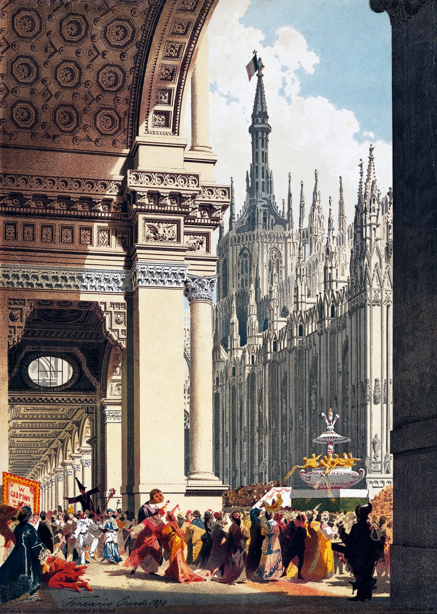 Karnevál a milánói Piazza Duomo-n alkotó: Carlo Ferrario